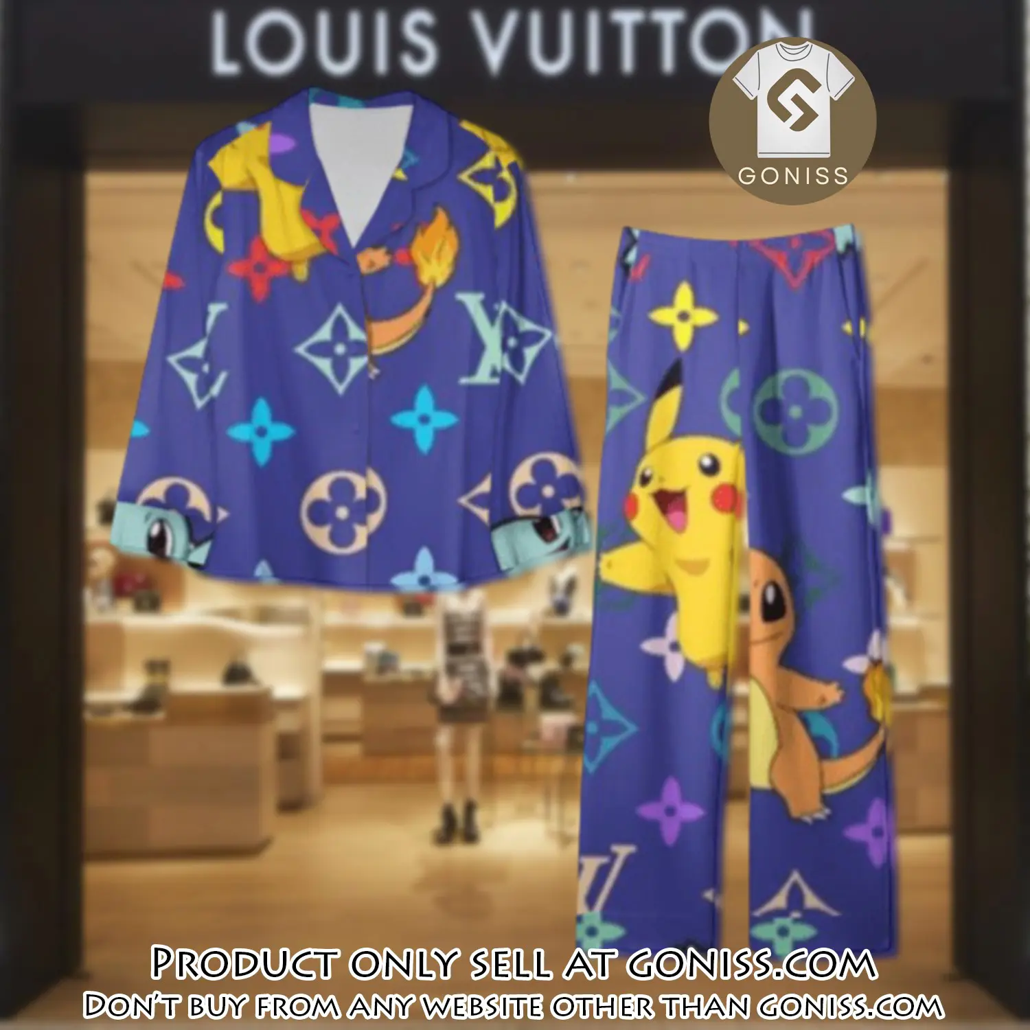 Trending luxury lv satin pajama set pjs1095 gn1209464